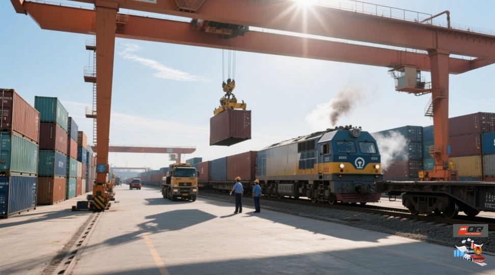 China Railway freight containers ready for international shipping China Railway freight containers prepared for international shipping, illustrating the scale of cross-border transport services.