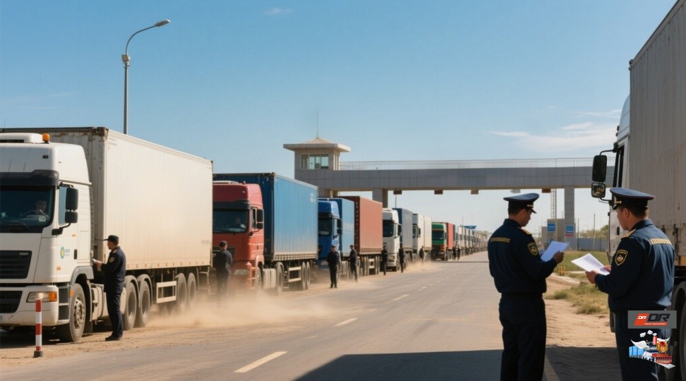 TIR truck departing from Suifenhe, China, to Moscow under international customs transit system A TIR truck departs from Suifenhe, China, to Moscow, Russia, under the international customs transit system, exemplifying streamlined cross-border transport services.
