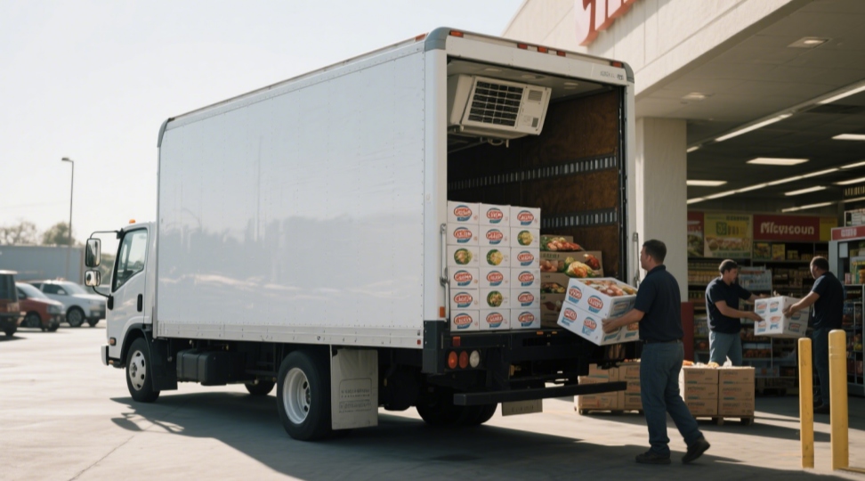Refrigerated box truck for temperature-sensitive cargo DR Trans uses reefer box trucks to deliver fresh food and medicine across Eurasian supply chains.
