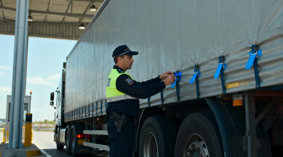 TIR transport at international border — secure sealed cargo