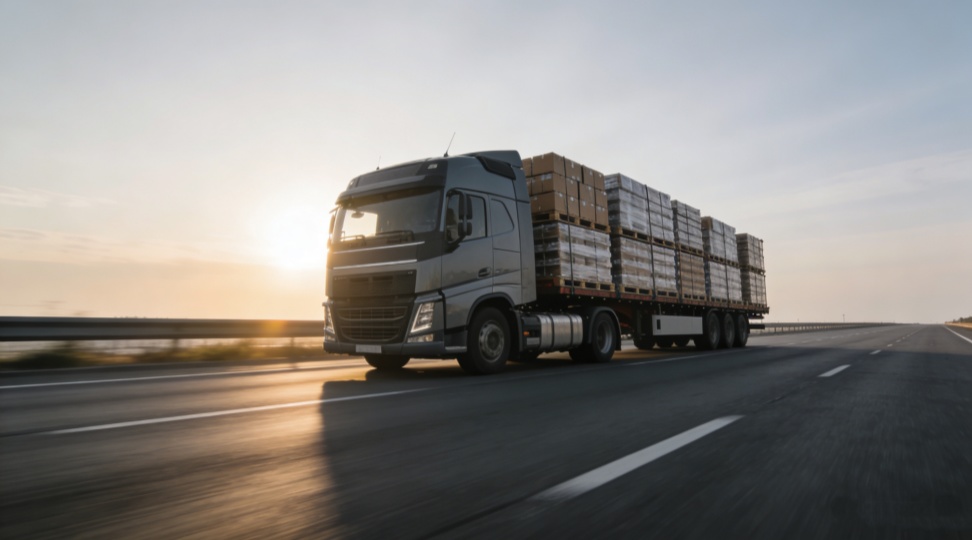 LTL shipping truck on highway carrying palletized freight - Less Than Truckload Freight hero image